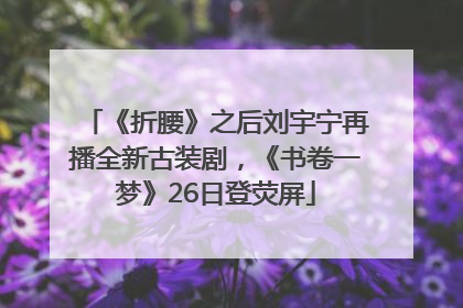 《折腰》之后刘宇宁再播全新古装剧，《书卷一梦》26日登荧屏