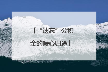 “遗忘”公积金的暖心归途