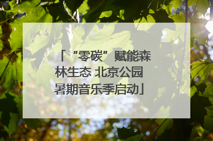 “零碳”赋能森林生态 北京公园暑期音乐季启动