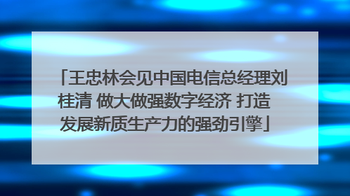 王忠林会见中国电信总经理刘桂清 做大做强数字经济 打造发展新质生产力的强劲引擎