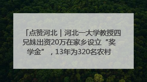 点赞河北｜河北一大学教授四兄妹出资20万在家乡设立“奖学金”，13年为320名农村学生种下“希望的种子”