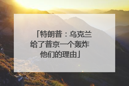 特朗普：乌克兰给了普京一个轰炸他们的理由