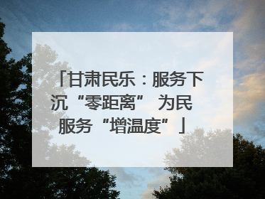 甘肃民乐：服务下沉“零距离” 为民服务“增温度”