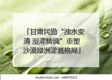 甘肃民勤“浊水变清 漫灌转滴”重塑沙漠绿洲灌溉格局