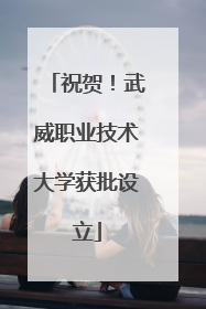 祝贺！武威职业技术大学获批设立