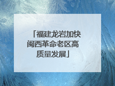福建龙岩加快闽西革命老区高质量发展