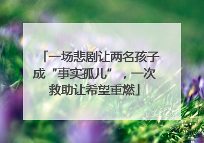 一场悲剧让两名孩子成“事实孤儿”，一次救助让希望重燃