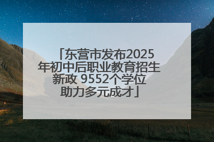 东营市发布2025年初中后职业教育招生新政 9552个学位助力多元成才