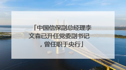 中国信保副总经理李文森已升任党委副书记，曾任职于央行