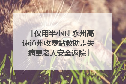 仅用半小时 永州高速道州收费站救助走失病患老人安全返院