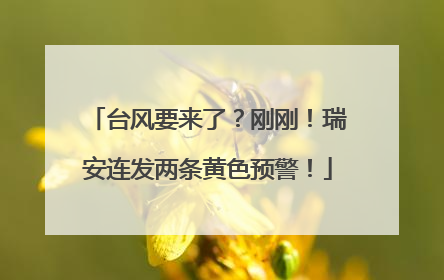 台风要来了？刚刚！瑞安连发两条黄色预警！