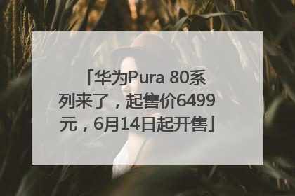 华为Pura 80系列来了，起售价6499元，6月14日起开售