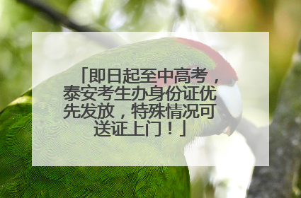即日起至中高考，泰安考生办身份证优先发放，特殊情况可送证上门！