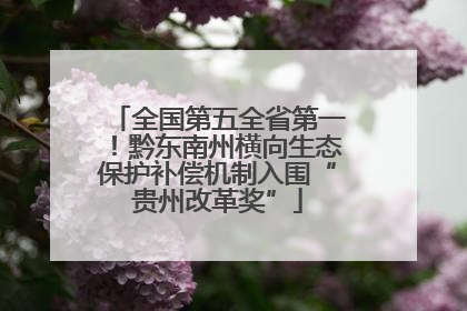 全国第五全省第一！黔东南州横向生态保护补偿机制入围“贵州改革奖”