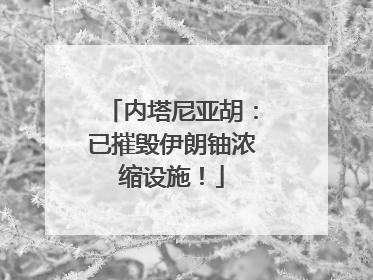 内塔尼亚胡：已摧毁伊朗铀浓缩设施！