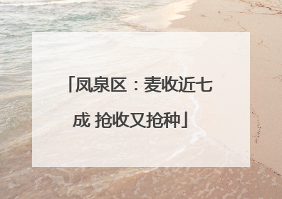 凤泉区：麦收近七成 抢收又抢种