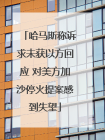 哈马斯称诉求未获以方回应 对美方加沙停火提案感到失望