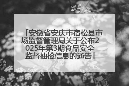 安徽省安庆市宿松县市场监督管理局关于公布2025年第3期食品安全监督抽检信息的通告
