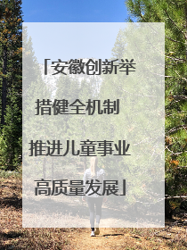 安徽创新举措健全机制 推进儿童事业高质量发展
