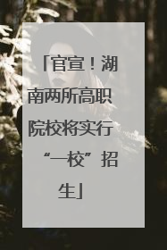 官宣！湖南两所高职院校将实行“一校”招生