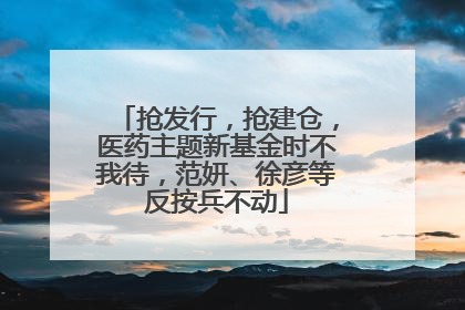 抢发行，抢建仓，医药主题新基金时不我待，范妍、徐彦等反按兵不动