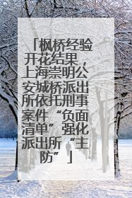 枫桥经验开花结果，上海崇明公安城桥派出所依托刑事案件“负面清单”强化派出所“主防”