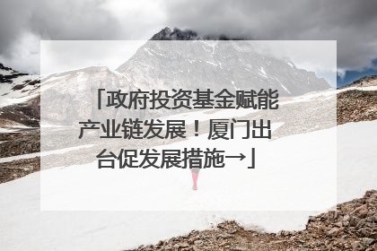 政府投资基金赋能产业链发展！厦门出台促发展措施→