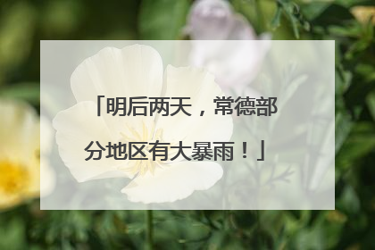 明后两天，常德部分地区有大暴雨！