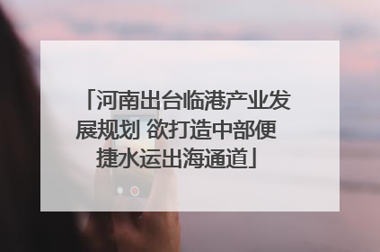 河南出台临港产业发展规划 欲打造中部便捷水运出海通道