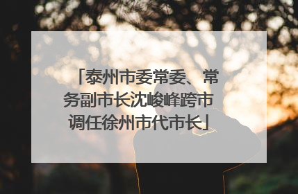 泰州市委常委、常务副市长沈峻峰跨市调任徐州市代市长