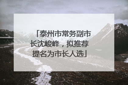 泰州市常务副市长沈峻峰，拟推荐提名为市长人选