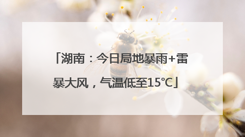 湖南：今日局地暴雨+雷暴大风，气温低至15℃