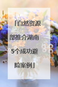 自然资源部推介湖南5个成功避险案例