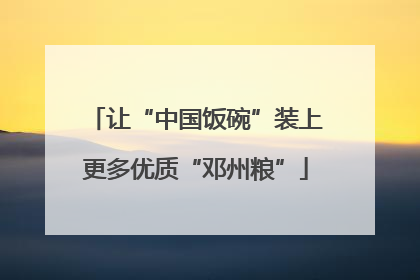 让“中国饭碗”装上更多优质“邓州粮”