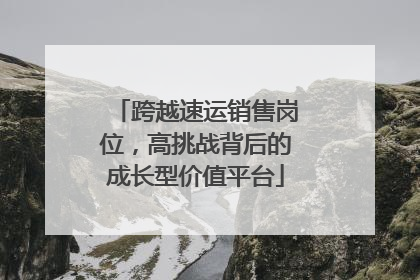 跨越速运销售岗位，高挑战背后的成长型价值平台