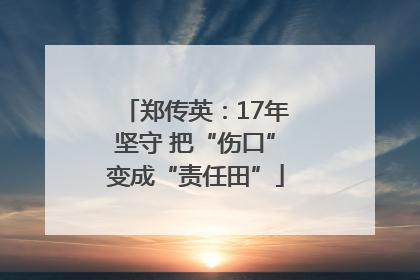 郑传英：17年坚守 把“伤口”变成“责任田”
