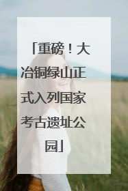 重磅！大冶铜绿山正式入列国家考古遗址公园