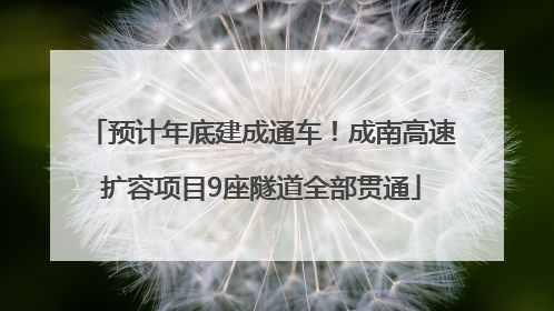 预计年底建成通车！成南高速扩容项目9座隧道全部贯通