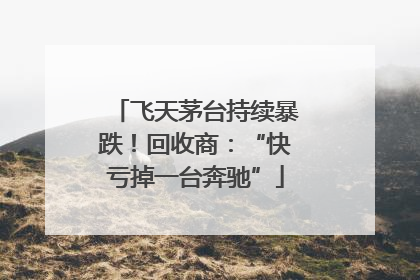 飞天茅台持续暴跌！回收商：“快亏掉一台奔驰”
