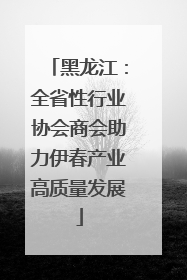 黑龙江：全省性行业协会商会助力伊春产业高质量发展